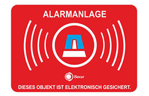 Aufkleber iSecur Alarmanlage blau
