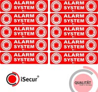10er Aufkleber Set Alarm System au&szlig;enklebend I 12x3...