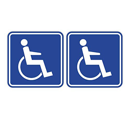 2er Set Rollstuhl-Aufkleber I 10 x 10 cm Innen-klebend Rollstuhl-Fahrer I Aufkleber f&uuml;r Transporter Fahrdienst Betreuer I hin_465