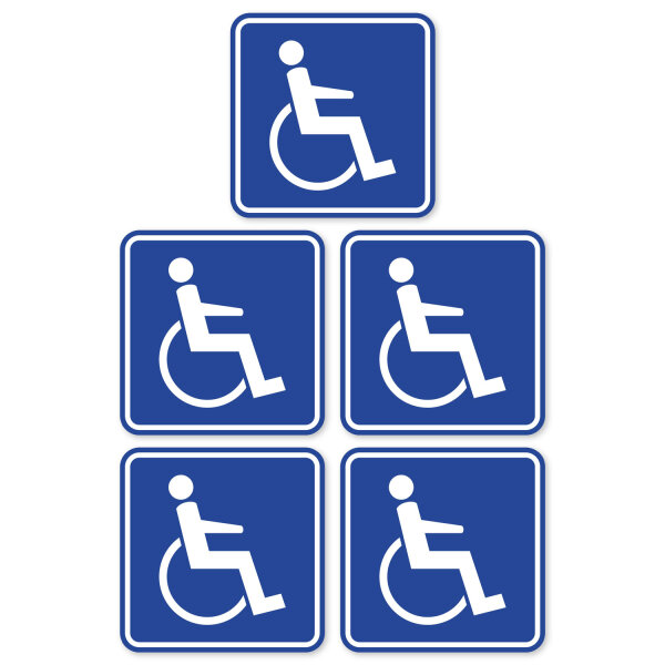 easydruck24de 5 Stück Rollstuhlfahrer-Aufkleber I 10 x 10 cm I innenklebend I UV-beständig vergilbungsfrei I Gehbehinderung I für Auto-Fenster Fahrzeug-Scheibe Transporter I hin466