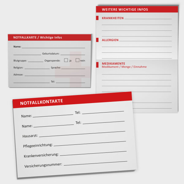 Notfall Kontaktkarten für Menschen