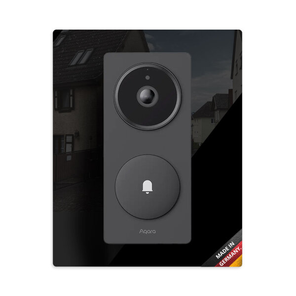 iSecur Blende passend für Aqara Doorbell Camera Hub G410 aus Acryl schwarz I Video-Doorbell I Klingelschild I 140 x 175 mm I Türstation Platte für Klingel I az285