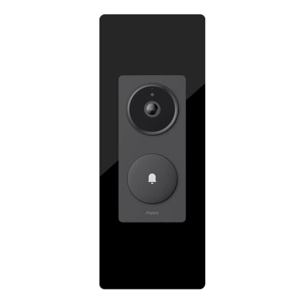 iSecur Blende passend für Aqara Doorbell Camera Hub G410 aus Acryl schwarz I Video-Doorbell I Klingelschild I 100 x 260 mm I Türstation Platte für Klingel I az286