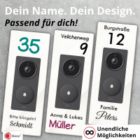 iSecur Acryl Blende personalisiert Premium weiß - Passend für Aqara Doorbell Camera Hub G410 - Edle Türstation-Platte 260x100 mm - Klingelschild mit Wunschdruck I az290