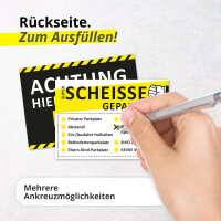iSecur Scheisse geparkt Karten - 100x für Falschparker zum Ankreuzen - Strafzettel Windschutzscheibe - Urkunde I hin844