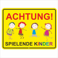 Achtung Spielende-Kinder I Aluverbund-Schild I 40 x 30 cm...