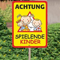 XL Warnschild I Spielende-Kinder I Aluverbund-Schild I 30 x 40 cm I hin_404