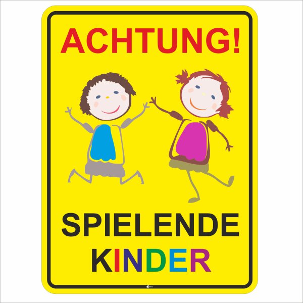XL Warnschild I Spielende-Kinder I Aluverbund-Schild I 30 x 40 cm I hin_407
