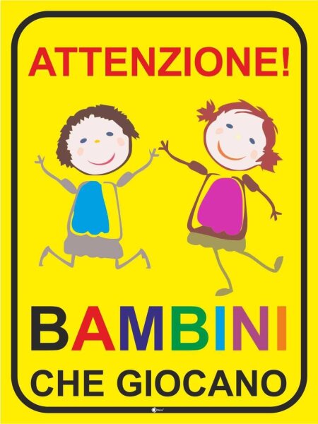 easydruck24de Schild Achtung! Spielende Kinder, Art. hin233, Achtung, Vorsicht, Warnung, Hinweis auf Kinder, langsam Fahren, Spielstraße