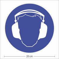 Gebots-Aufkleber Gehörschutz benutzen I hin_472 I 20 cm Ø