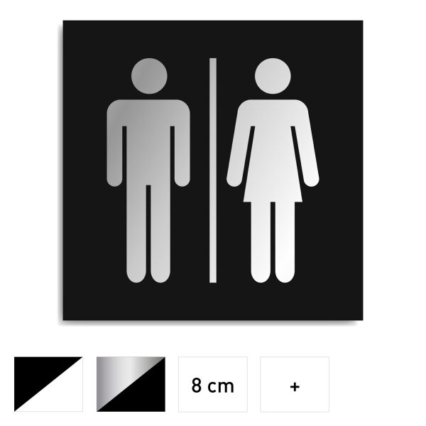 Toiletten-Schild Acrylglas 8 x 8 cm I hin_282 selbstklebend