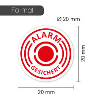 10 Stück Aufkleber Alarm Innenklebend, Digitaldruck, 20mm Durchmesser hin_433