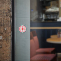 10 Stück Aufkleber Alarmgesichert, Digitaldruck, 40mm Durchmesser innenklebend