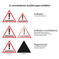 iSecur Fahrzeug-Aufkleber Anfänger I 12,6 x 11 cm I Vorsicht Achtung Fahranfänger I selbstklebend I für Kfz Auto LKW I UV- und witterungsbeständig I Waschanlagen-geeignet I Fahrschüler I hin289