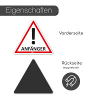 iSecur Auto-Magnet-Schild Anfänger! I 12,6 x 11 cm I Vorsicht Achtung Fahranfänger I für Kfz Auto LKW I abnehmbar wetterfest I magnetische Rückseite I hin291