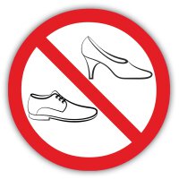 Verbots-Aufkleber Schuhe verboten I rund Ø 20 cm I...