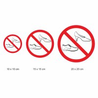 Verbots-Aufkleber Schuhe verboten I rund Ø 20 cm I hin_294
