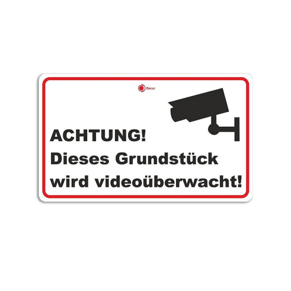Hinweis-Aufkleber hin133 Achtung! Dieses Grundstück wird videoüberwacht! I Größe 15 x 10 cm I für Fenster Tür I Warnung Vorsicht vor Videoüberwachung