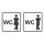 2 Aufkleber "Damen / Herren WC", Art. hin_044-Da-He, je 9 x 9 cm I Gastronomie Aufkleberset für Damen- und Herren-WC Türaufkleber I Toilettenaufkleber