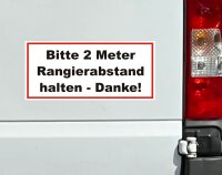 easydruck24de Aufkleber Bitte 2 Meter Rangierabstand halten - Danke! 20 x 9 cm Achtung Vorsicht Warnung - Auto-Anhänger LKW Spedition Lieferwagen Fahrzeug - hin078