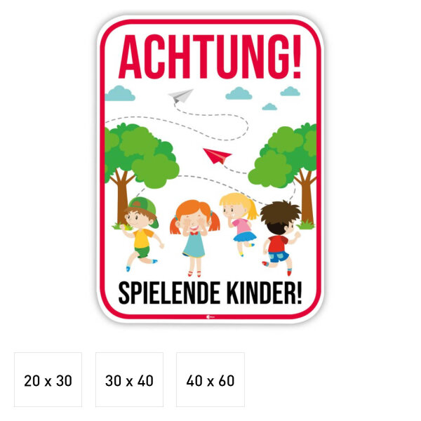Achtung Spielende-Kinder I Aluverbund-Schild I Spielplatz I 30 x 40 cm I hin_394