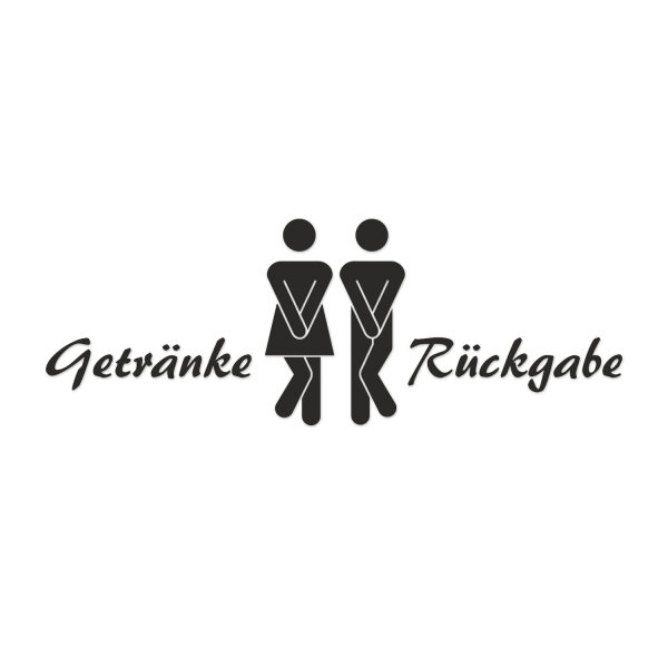 younikat WC Aufkleber Getränke-Rückgabe in schwarz I Frau und Mann Symbol mit Text I 19,5 x 7 cm I Unisex Tür-Aufkleber Wand-Sticker für Toilette und Gäste-WC I dv622