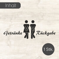 younikat WC Aufkleber Getränke-Rückgabe in schwarz I Frau und Mann Symbol mit Text I 19,5 x 7 cm I Unisex Tür-Aufkleber Wand-Sticker für Toilette und Gäste-WC I dv622