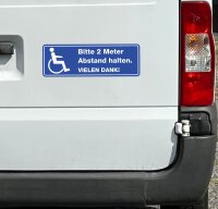 Bitte 2 Meter Abstand halten I Fahrzeug-Magnet f&uuml;r Rollstuhl-Fahrer wetterfest 30 cm I mag_184