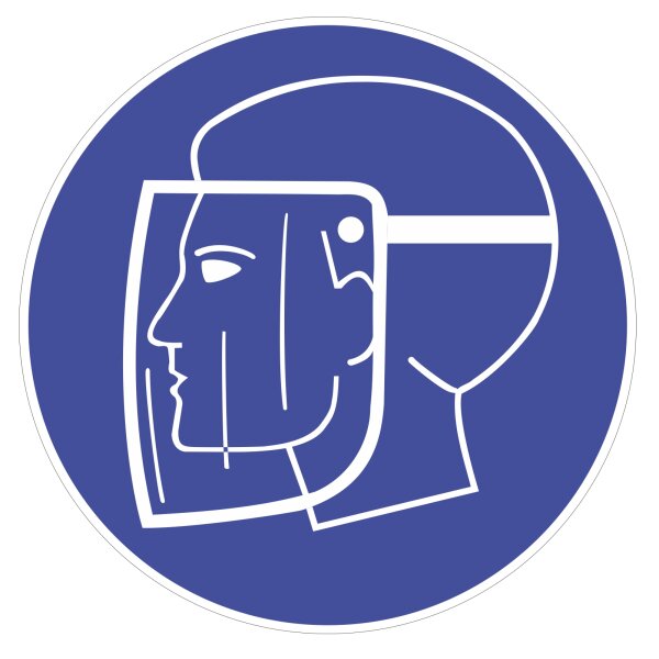 Hinweisaufkleber Gesichtsschutz benutzen I Ø 20 cm I Sicherheitsmaske I Sicherheits- und Schutzkennzeichnung I Gebot I selbstklebend I wetterfest I hin185