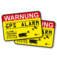 2 Aufkleber GPS Alarm 6x4 cm au&szlig;enklebend rechteckig UV- wetterfest - hin_005