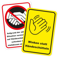 Hinweis-Schild Händeschütteln vermeiden I...