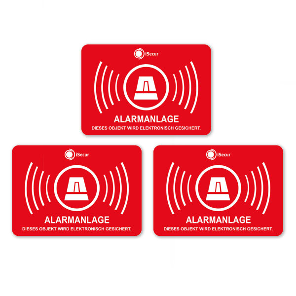 easydruck24de 3 Stück Aufkleber Alarmanlage I 7 x 5 cm I Achtung Objekt ist elektronisch gesichert I für Fenster-Scheibe, Tür I außenklebend I UV- und wetterfest I hin120