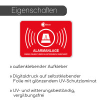 easydruck24de 3 Stück Aufkleber Alarmanlage I 7 x 5 cm I Achtung Objekt ist elektronisch gesichert I für Fenster-Scheibe, Tür I außenklebend I UV- und wetterfest I hin120