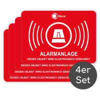 4er Aufkleber-Set Alarmanlage I hin121 I 7 x 5 cm I...