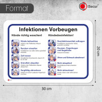 Anleitung zur Vorbeugung von Infektionen I 30 x 20 cm I Hinweis-Schild Gründlich Hände waschen und desinfizieren I Handdesinfektion I Hygienemaßnahmen Aushang I Beschilderung I hin603
