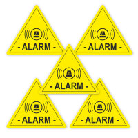 5 Stück Alarm Aufkleber gelb I 5 x 4cm Hinweis auf...