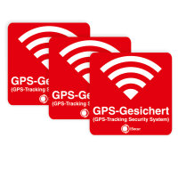 3er Aufkleber-Set GPS-Gesichert - rot I hin_069 I 6 x 6 cm