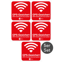 Aufkleber Alarm GPS iSecur® alarmgesichert I 40x40mm I 5 Stück I GPS-Sicherung innenklebend für Fensterscheiben I Auto Motorrad LKW Baumaschinen I hin_389