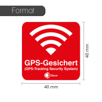 Aufkleber Alarm GPS iSecur® alarmgesichert I 40x40mm I 5 Stück I GPS-Sicherung innenklebend für Fensterscheiben I Auto Motorrad LKW Baumaschinen I hin389