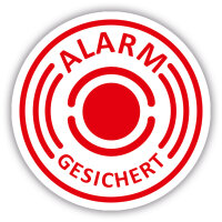 10er Aufkleber-Set alarm-gesichert I hin_433 &Oslash; 2 cm I innenklebend