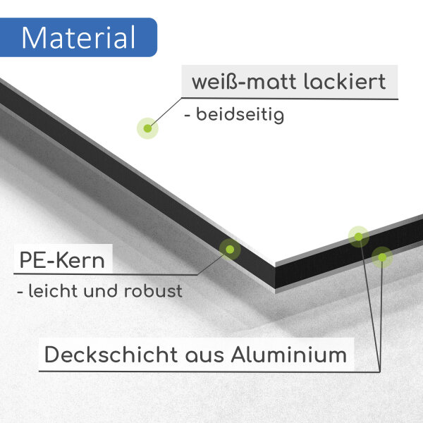 Aluverbundplatte weiß I Größe 30 x 20 cm I 3 mm I für Modellbau Messebau Beschilderung Heimwerker Siebdruck und Digitaldruck I zum Basteln