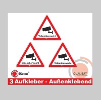 3er Set Aufkleber Videoüberwacht I hin494 I 8 cm I...