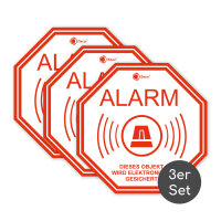 3er Set Alarm-Aufkleber I hin_220 innenklebend I 10 x 10 cm