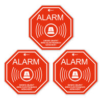 3er Set Alarm-Aufkleber I hin167 I 10 x 10 cm I Achtung Objekt wird elektronisch gesichert I für Fenster-Scheibe, Tür I innenklebend