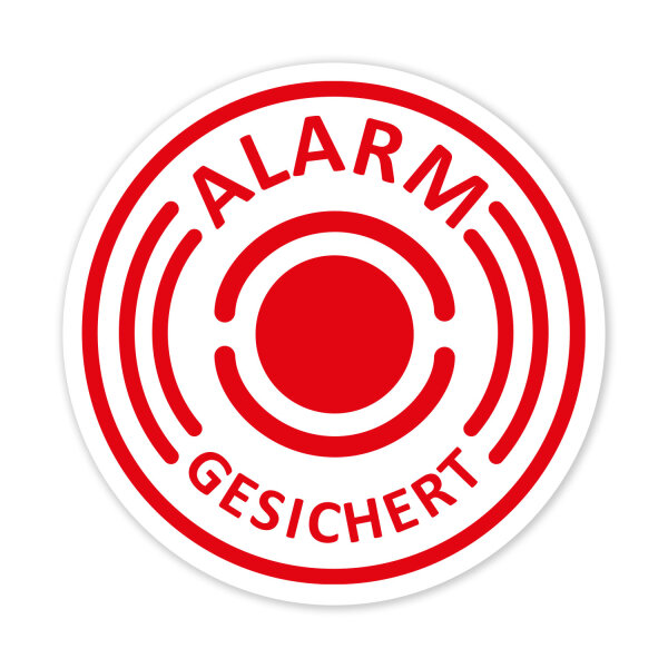 iSecur 5 Alarm-gesichert Aufkleber I Ø 4 cm I außenklebend I UV + wetterfest I Hinweis Achtung Alarm-Anlage I weiß I hin436