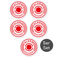 iSecur 5 Alarm-gesichert Aufkleber I Ø 4 cm I außenklebend I UV + wetterfest I Hinweis Achtung Alarm-Anlage I weiß I hin436