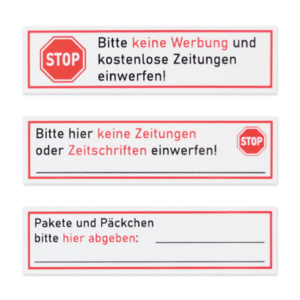 iSecur 3 Stück Briefkasten-Magnete Set I Stop Bitte keine Werbung und kostenlose Zeitung einwerfen! I 11 x 4 cm I Gegen Reklame im Briefkasten I wetterfest UV-beständig vergilbungsfrei I hin678