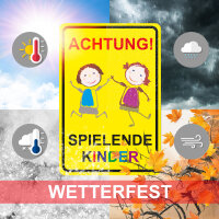 XL Warnschild I Achtung Spielende-Kinder I Aluverbund-Schild I 30 x 40 cm groß I 3 mm Stark I mit UV Schutz-Laminat I Wetterfestes Hinweisschild I hin407