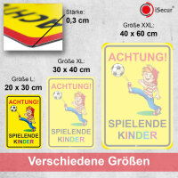 Warnschild I Achtung Spielende-Kinder I Aluverbund-Schild I 20 x 30 cm groß I 3 mm Stark I mit UV Schutz-Laminat I Wetterfestes Hinweisschild I hin222