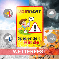 iSecur XL Warnschild I Vorsicht Spielende-Kinder I Aluverbund-Schild I 30 x 40 cm groß I 3 mm Stark I mit UV Schutz-Laminat I Wetterfestes Hinweisschild I hin402